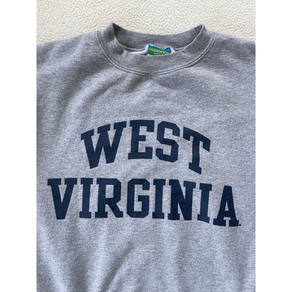 Champion Mens Small Sweatshirt Gray West Virginia Eco Fleece Crewneck Pullover - Picture 5 of 12